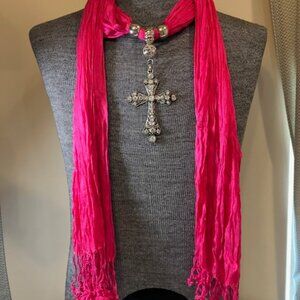 Cross Scarf‎ Slide and Pink Scarf